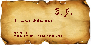 Brtyka Johanna névjegykártya